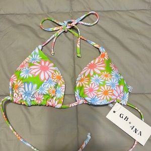Flower print bathing suit triangle top size medium